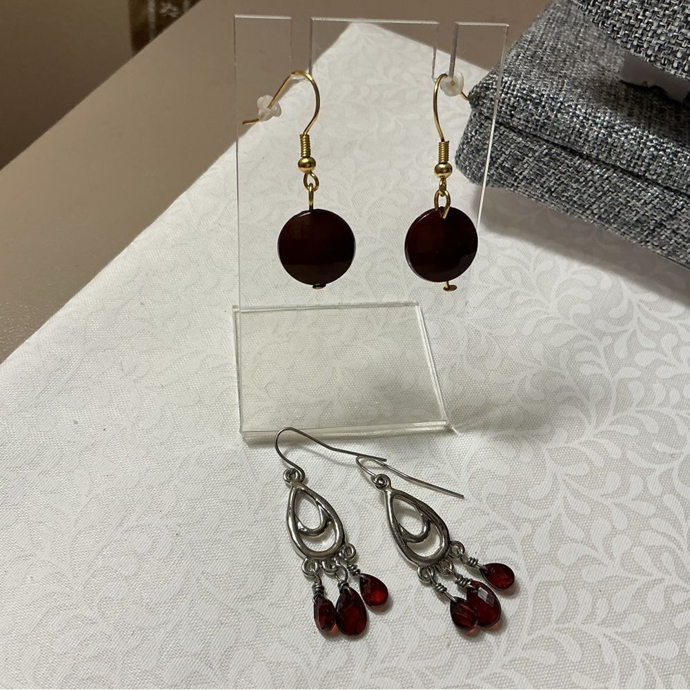Two Pair of Red Bead Earrings